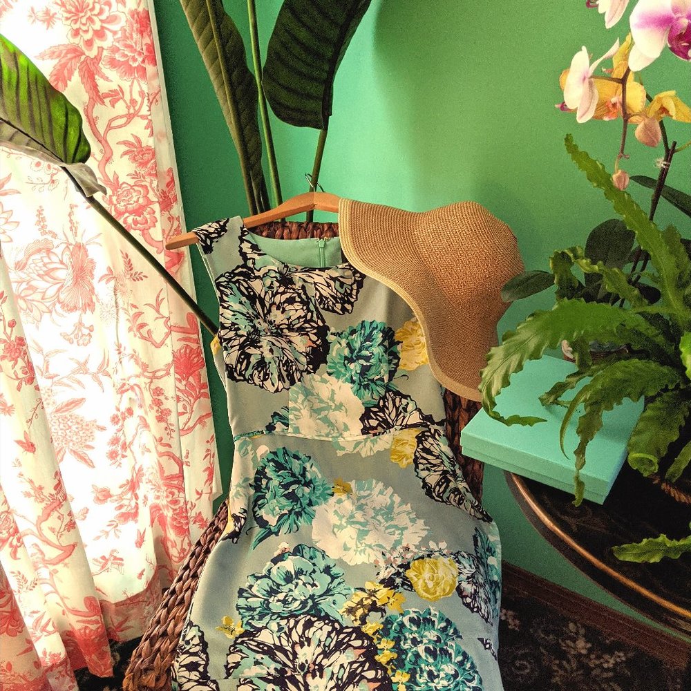 J. CREW Porcelain Blue Silk Floral Sheath